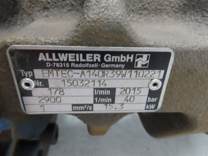 Allweiler EMTEC-A140R39W110221 Three Screw Coolant Pump 178 L/Min 580 PSI