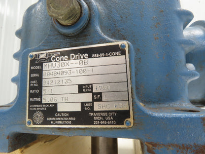 Cone Drive MHV30X-0B Worm Gearbox 5:1 Reducer 350 RPM Vertical Output