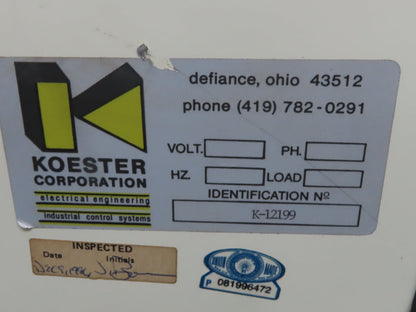 Koester K-12199 High Voltage Splice Box 15kv 0/1 Awg JIC Electrical Enclosure