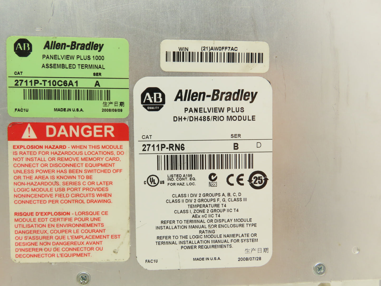 Allen Bradley 2711P-T10C6A1 HMI PanelView Plus 1000 Operator Control Panel Ser A