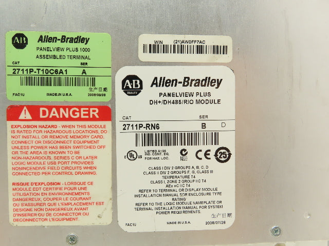 Allen Bradley 2711P-T10C6A1 HMI PanelView Plus 1000 Operator Control Panel Ser A