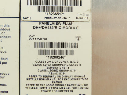 Allen Bradley 2711P-T10C6A1 HMI PanelView Plus 1000 Control Touch Panel Ser A