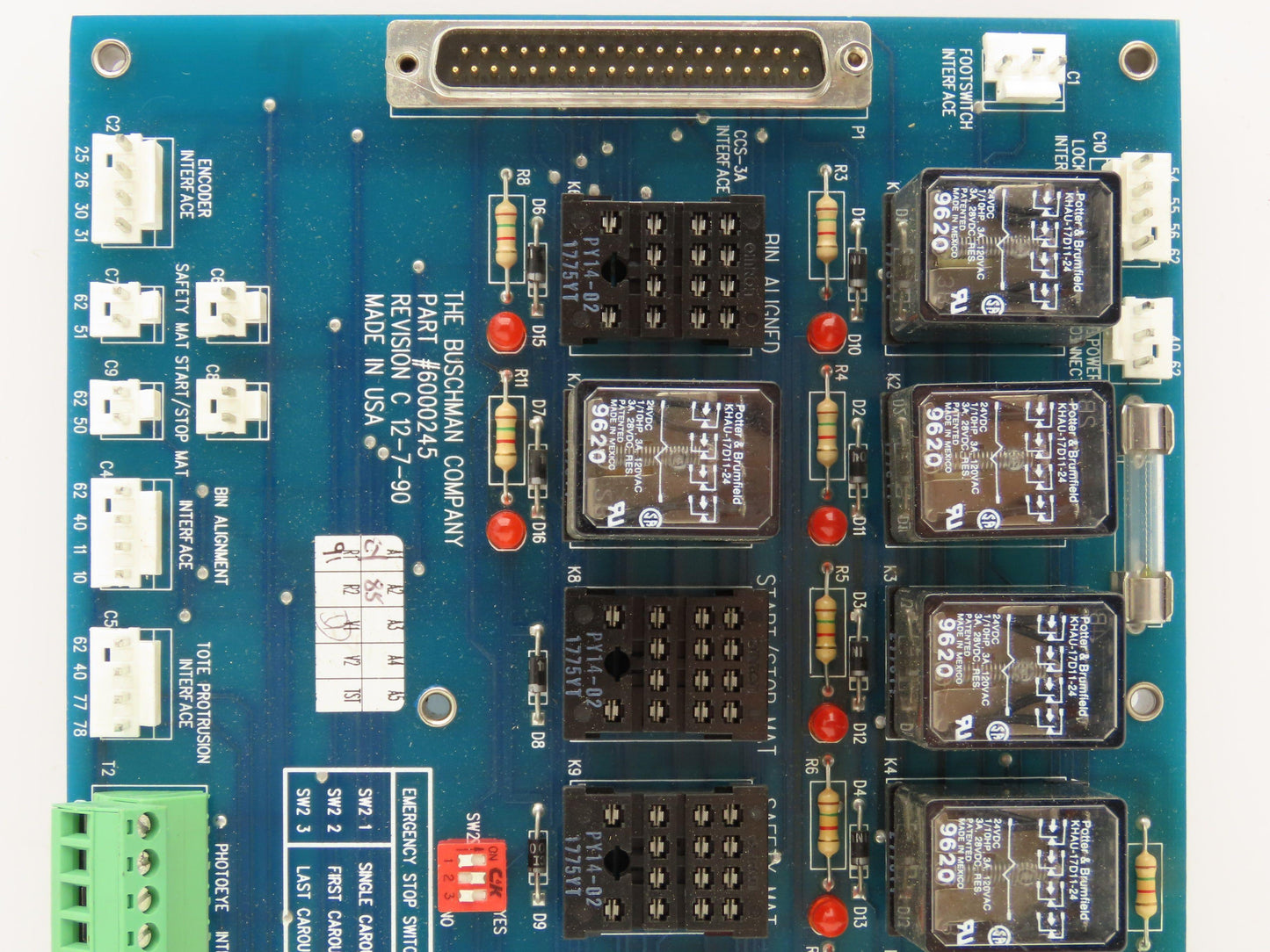 Buschman 6000245 Rev C 12-7-90 Conveyer Control Board
