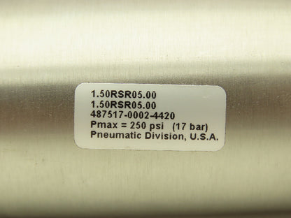 Parker 1.50RSR05.00 Pneumatic Cylinder Spring Return 5" Stroke 1.375" Bore