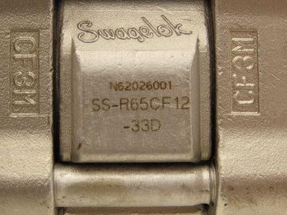 Swagelok 133 DA SS-R65CF12-33D Actuator Ball Valve 3/4" NPT Double Acting
