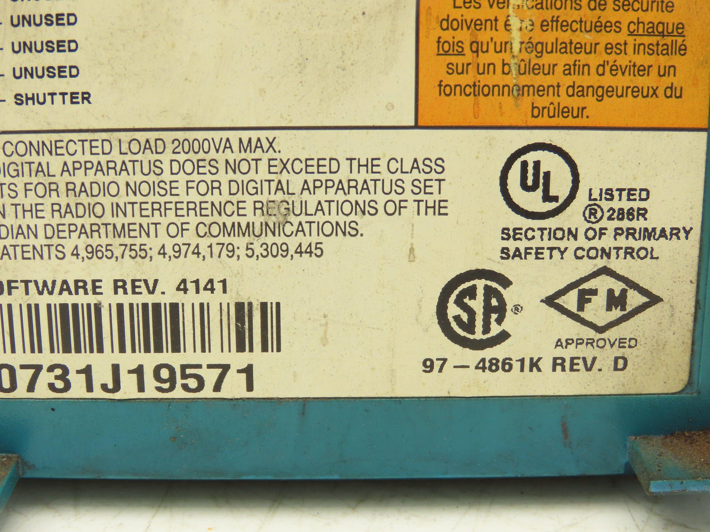 Honeywell RM7895 A 1014 Burner Control Purge Timer 2 Seconds Rev D