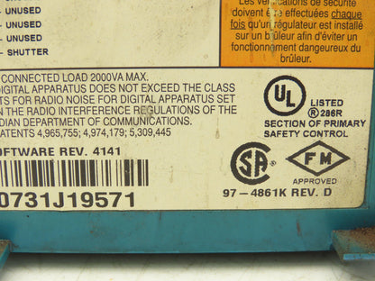 Honeywell RM7895 A 1014 Burner Control Purge Timer 2 Seconds Rev D