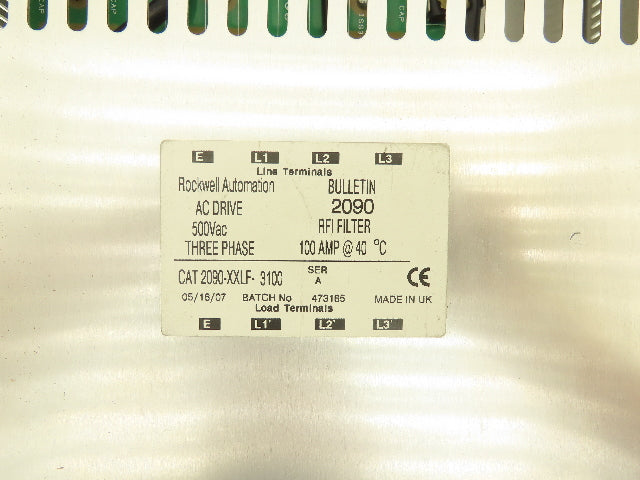 Rockwell Automation 2090-XXLF-3100 AC Drive RFI Filter 500V 3PH 100 AMP