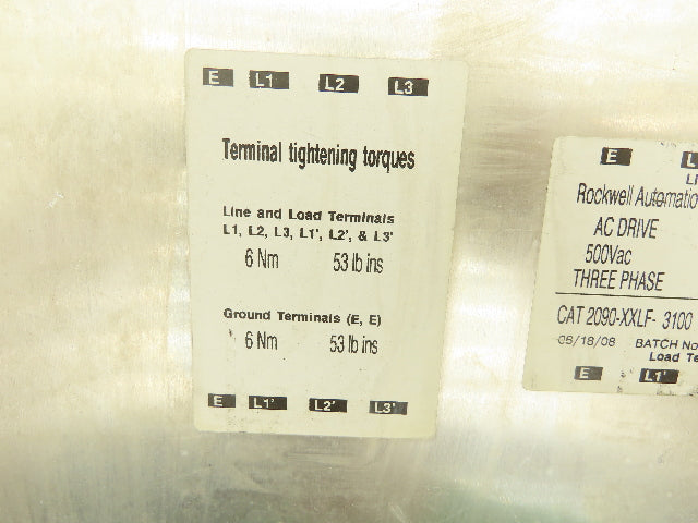 Rockwell Automation 2090-XXLF-3100 AC Drive RFI Filter 500V 3PH 100 AMP