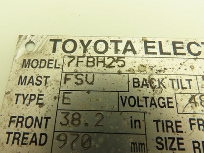 Toyota 7FBH25 Electric Forklift Pedals Lot of 2