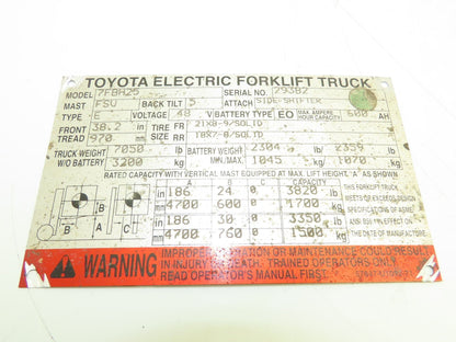 Toyota 7FBH25 Electric Forklift Pedals Lot of 2