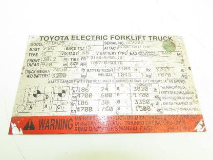 Toyota 7FBH25 Electric Forklift Pedals Lot of 2