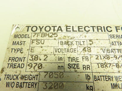 Toyota 7FBH25 Electric Forklift 48V Controller Computer Brain Box