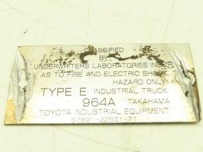 Toyota 7FBH25 Electric Forklift 48V Controller Computer Brain Box