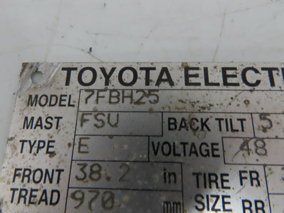 Toyota 7FBH25 Electric Forklift 48V Drive Unit Motor Axle Wheels Brake Assembly