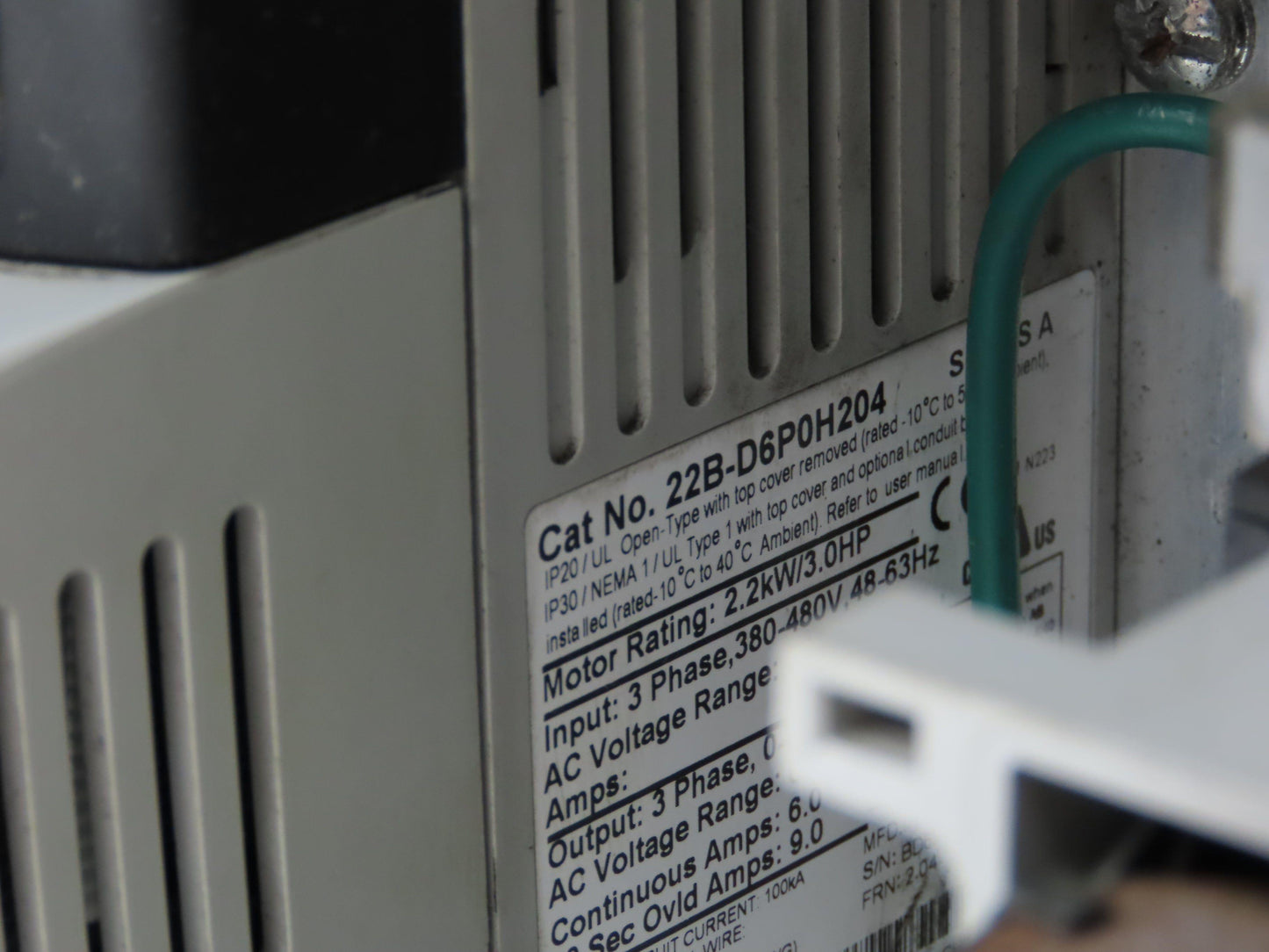 Allen Bradley 22B-D6P0H204 PowerFlex 40 VFD 3Hp 480V 3Ph Enclosure Heatsink Fuse