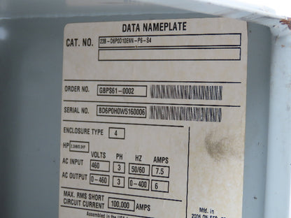 Allen Bradley 22B-D6P0H204 PowerFlex 40 VFD 3Hp 480V 3Ph Enclosure Heatsink Fuse