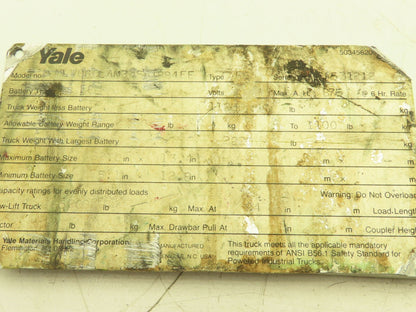 John Barnes 2200356 Hydraulic Pump Power Unit 24V From Yale MLW060 Forklift