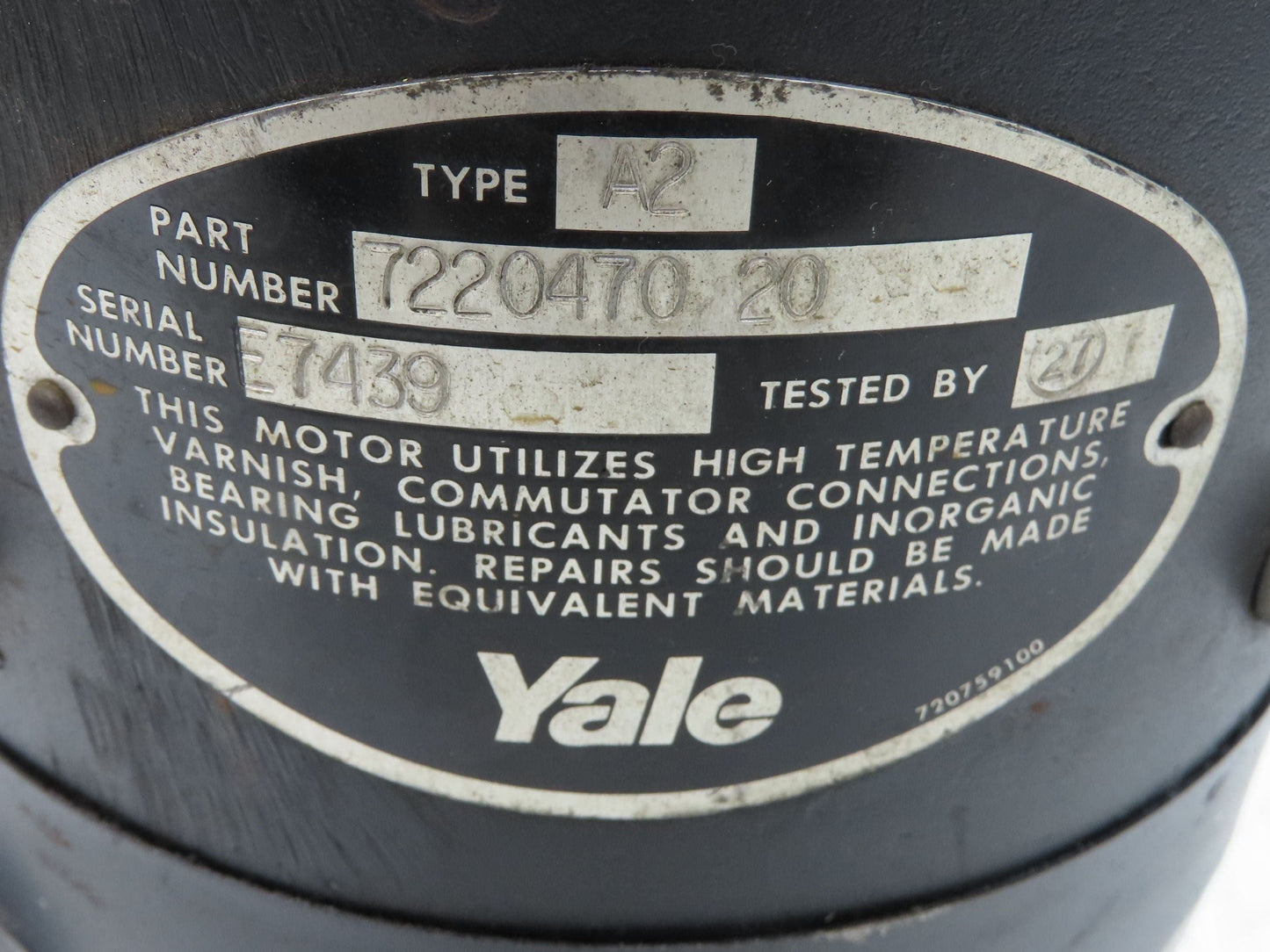 Yale 7220470-20 MLW060 Forklift 24V A2 Drive Motor Gearbox Brake