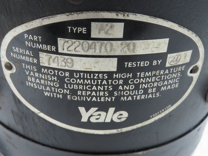 Yale 7220470-20 MLW060 Forklift 24V A2 Drive Motor Gearbox Brake