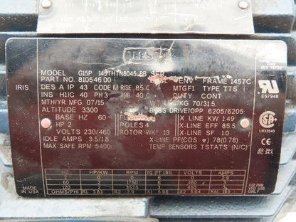 Leeson 810546.00 Vector Inverter Duty Motor 2Hp 1750 RPM 230/460V 3PH 145TC TENV