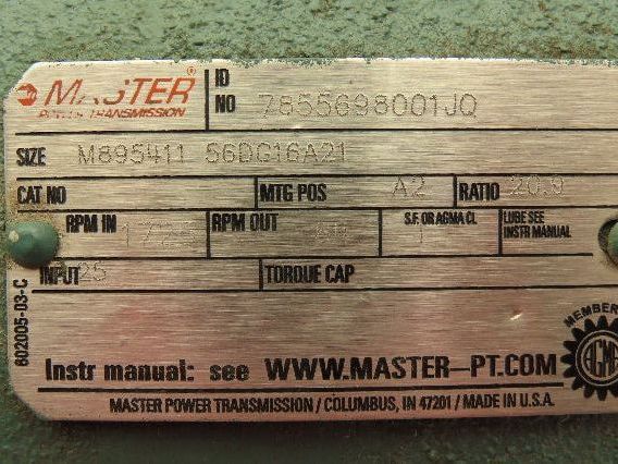 Baldor Inline Gearmotor 20:1 Reducer 55 RPM 1/4Hp 230/460V 56YZ