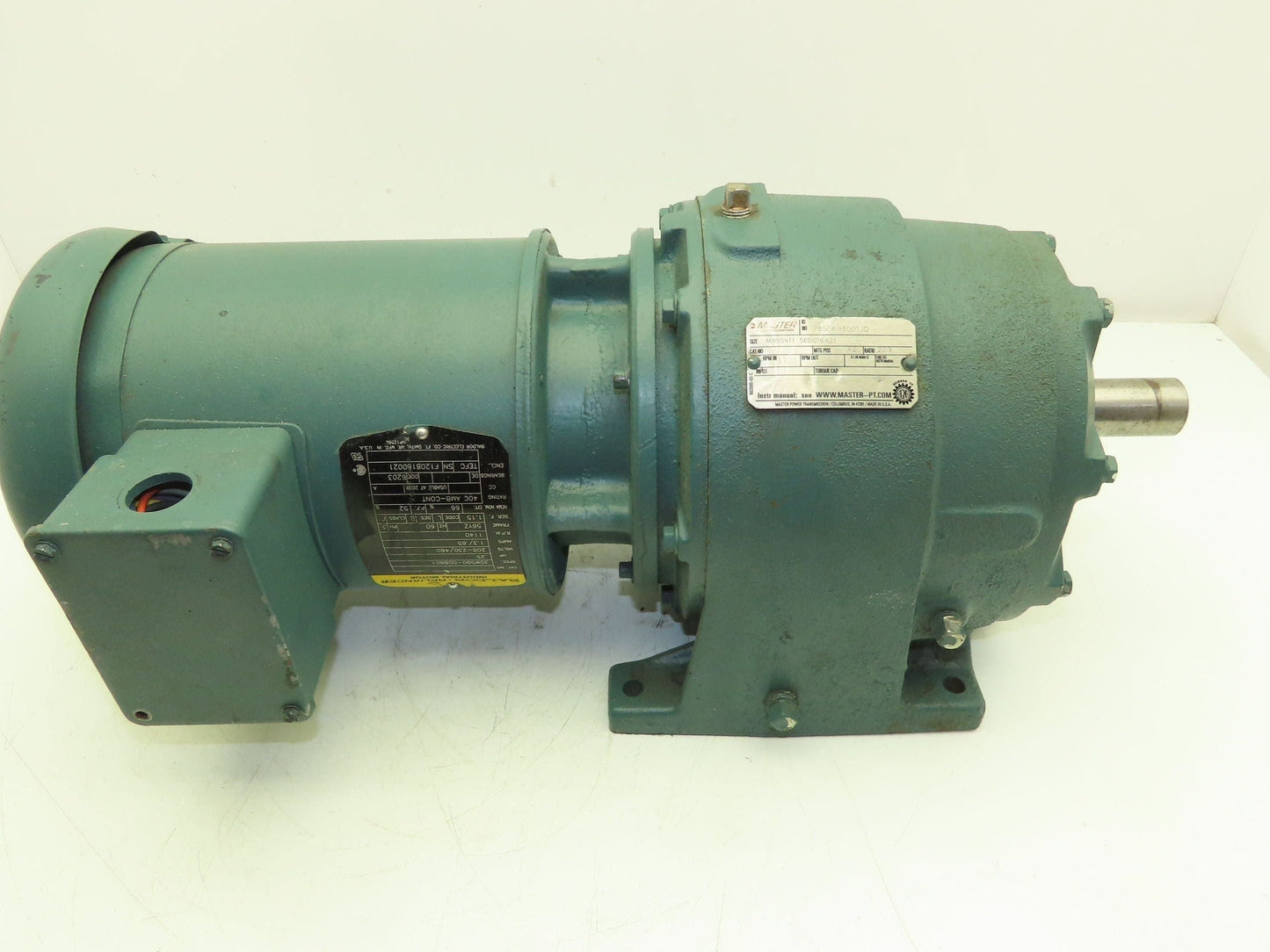 Baldor Inline Gearmotor 20:1 Reducer 55 RPM 1/4Hp 230/460V 56YZ