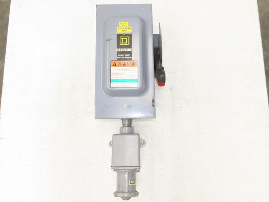 Square D HU362 Safety Disconnect Switch 60A 3P4W 600V Hubbell Pin Sleeve Plug