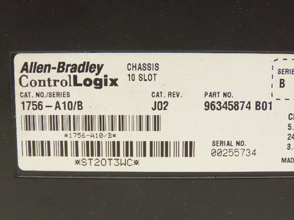 Allen Bradley 1756-A10 ControlLogix 10 Slot Chassis Ser B Excellent Condition