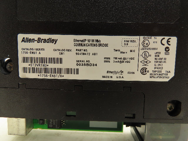Allen Bradley 1756-ENBT Ethernet/IP Communication Bridge SerA FW3.9 *Broken Door