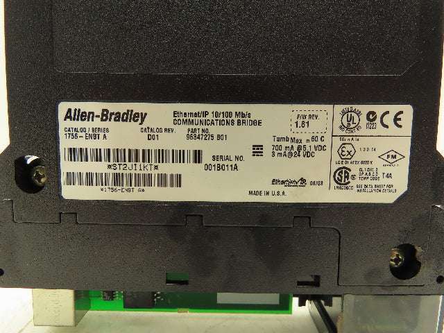 Allen Bradley 1756-ENBT Ethernet/IP Communication Bridge SerA FW1.61 *Door Gone