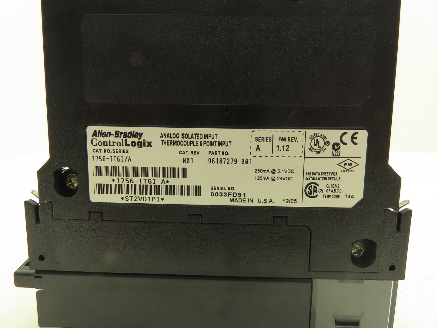 Allen Bradley 1756-IT6I ControlLogix 6 Point Isolated TC In Module Ser A FW 1.12