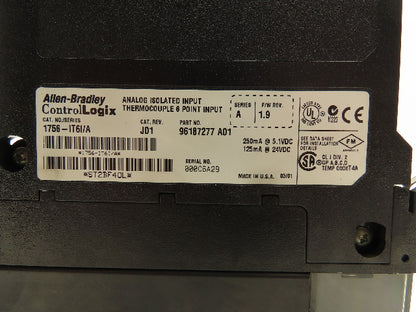 Allen Bradley 1756-IT6I ControlLogix 6 Point Isolated TC In Module Ser A FW 1.9