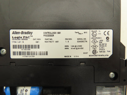 Allen Bradley 1756-L61 ControlLogix 5561 Processor F/W 1.9 Ser B