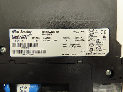 Allen Bradley 1756-L61 ControlLogix 5561 Processor F/W 1.9 Ser B