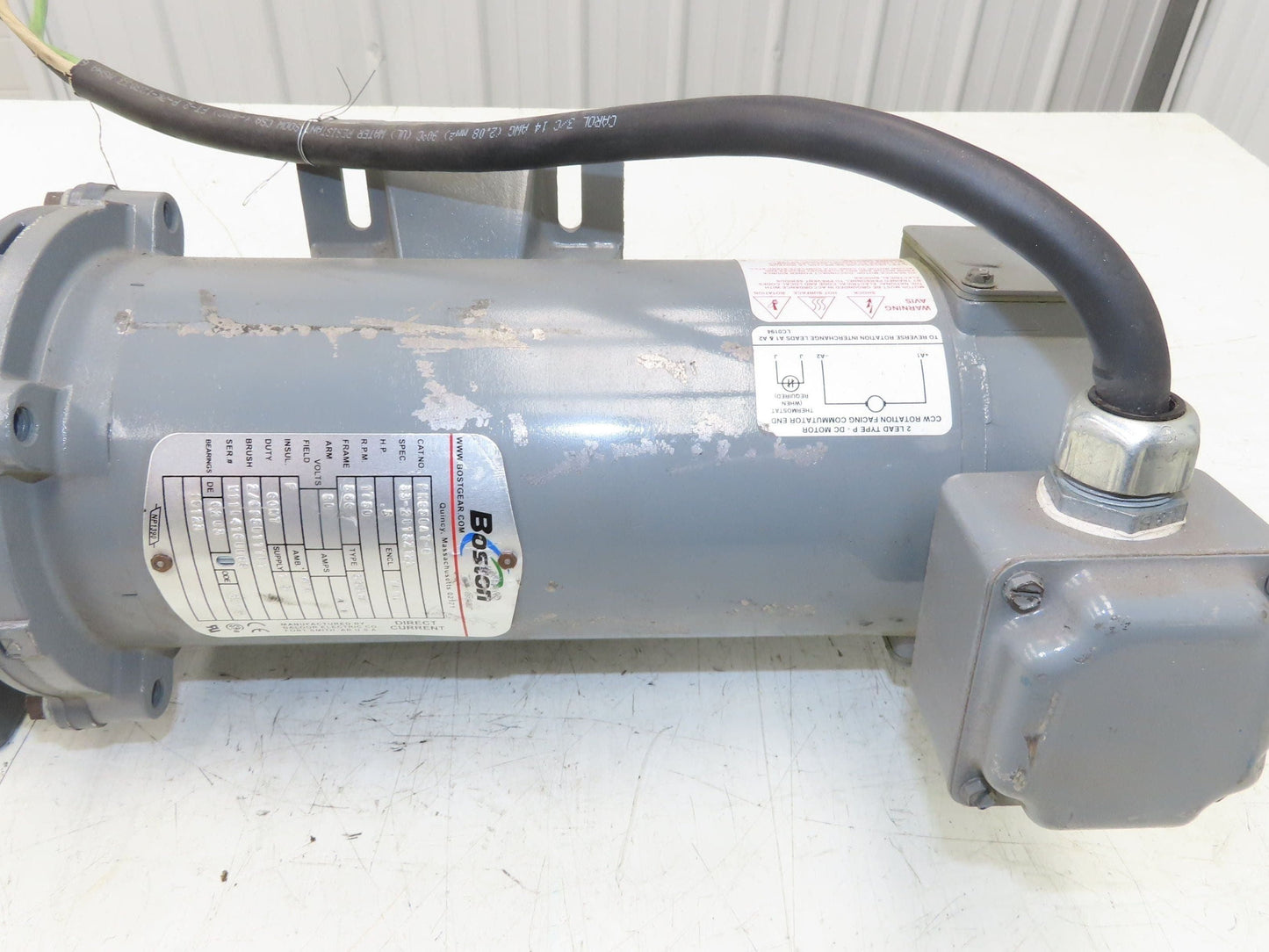 Boston Gear PM950AT-B  DC Gear Motor 90V .5HP 30:1 Reducer 58 RPM 56C RH