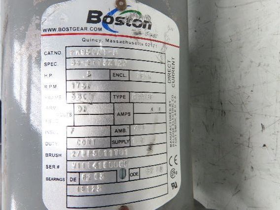 Boston Gear PM950AT-B  DC Gear Motor 90V .5HP 30:1 Reducer 58 RPM 56C RH