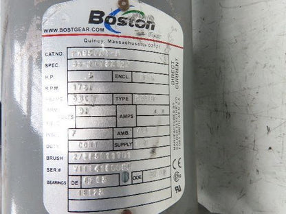Boston Gear PM950AT-B  DC Gear Motor 90V .5HP 30:1 Reducer 58 RPM 56C RH