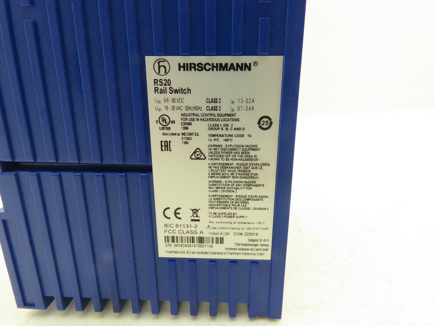 Hirschmann RS20-2400T1T1SDAEHH09.0.10 DIN Rail Ethernet Switch 24 Port