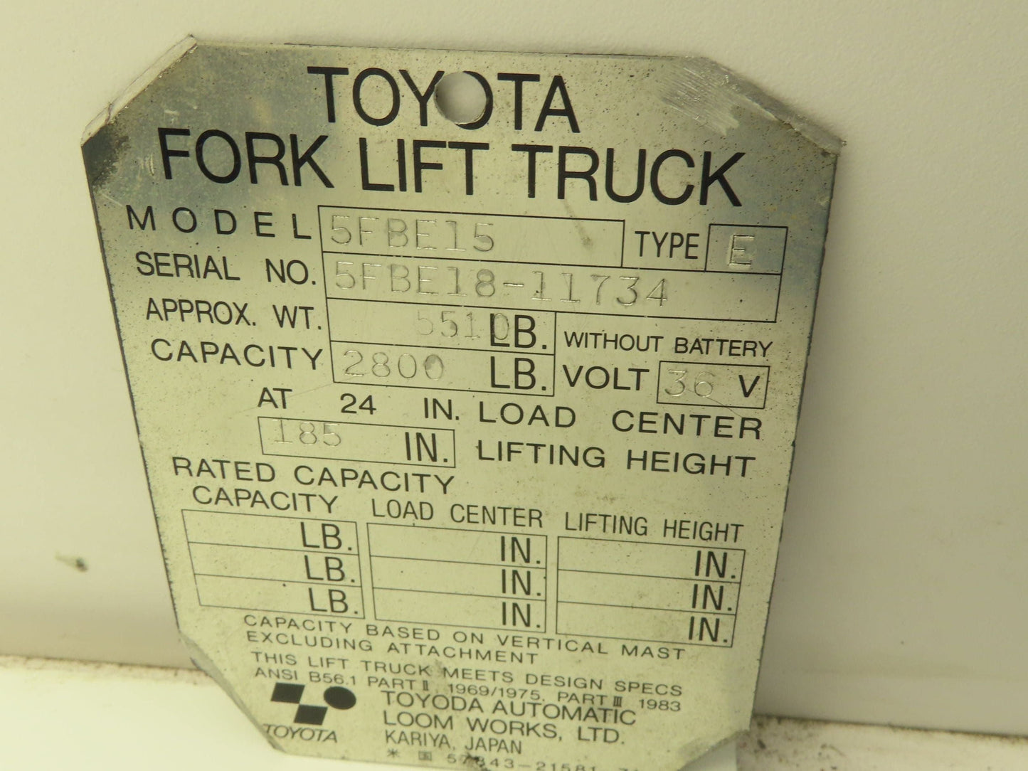 Toyota 5FBE15 Hydraulic Steering Rack Assembly Sensor
