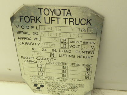 Toyota 5FBE15 Hydraulic Steering Rack Assembly Sensor