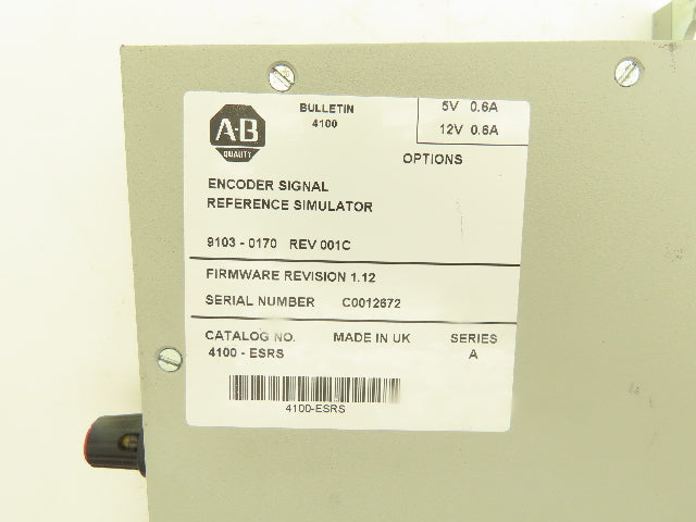 Allen Bradley 4100-ESRS Encoder Signal Reference Simulator Rev 001C F/W Rev 1.12