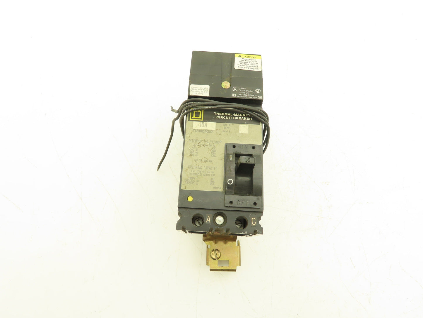 Square D FA24015AC I-Line Circuit Breaker 480VAC 15A 2 Pole Shunt Trip
