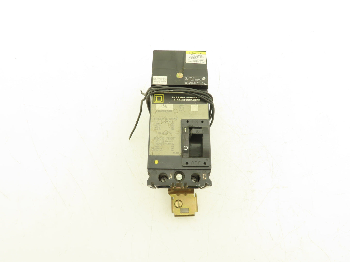 Square D FA24015AC I-Line Circuit Breaker 480VAC 15A 2 Pole Shunt Trip