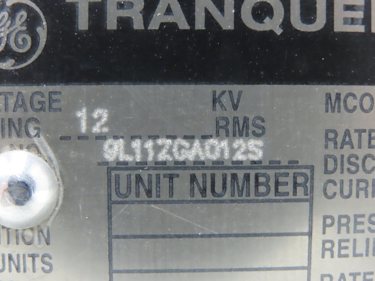 GE Tranquell 9L11ZGA012S Station Class Surge Arrester 12 kVrms Porcelain