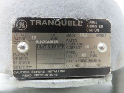 GE Tranquell 9L11ZGA012S Station Class Surge Arrester 12 kVrms Porcelain