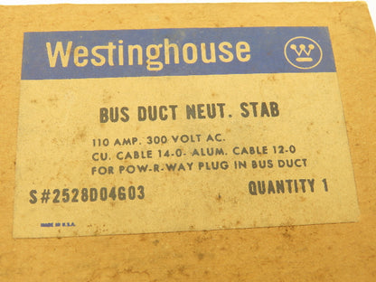Westinghouse 2528D04G03 Bus Plug Neutral Stab Kit 110A 300VAC  Lot of 6