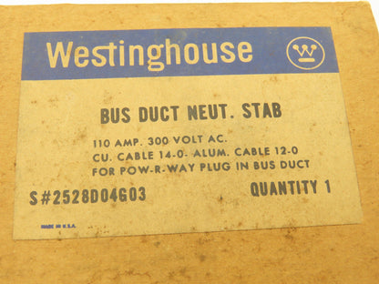 Westinghouse 2528D04G03 Bus Plug Neutral Stab Kit 110A 300VAC  Lot of 6