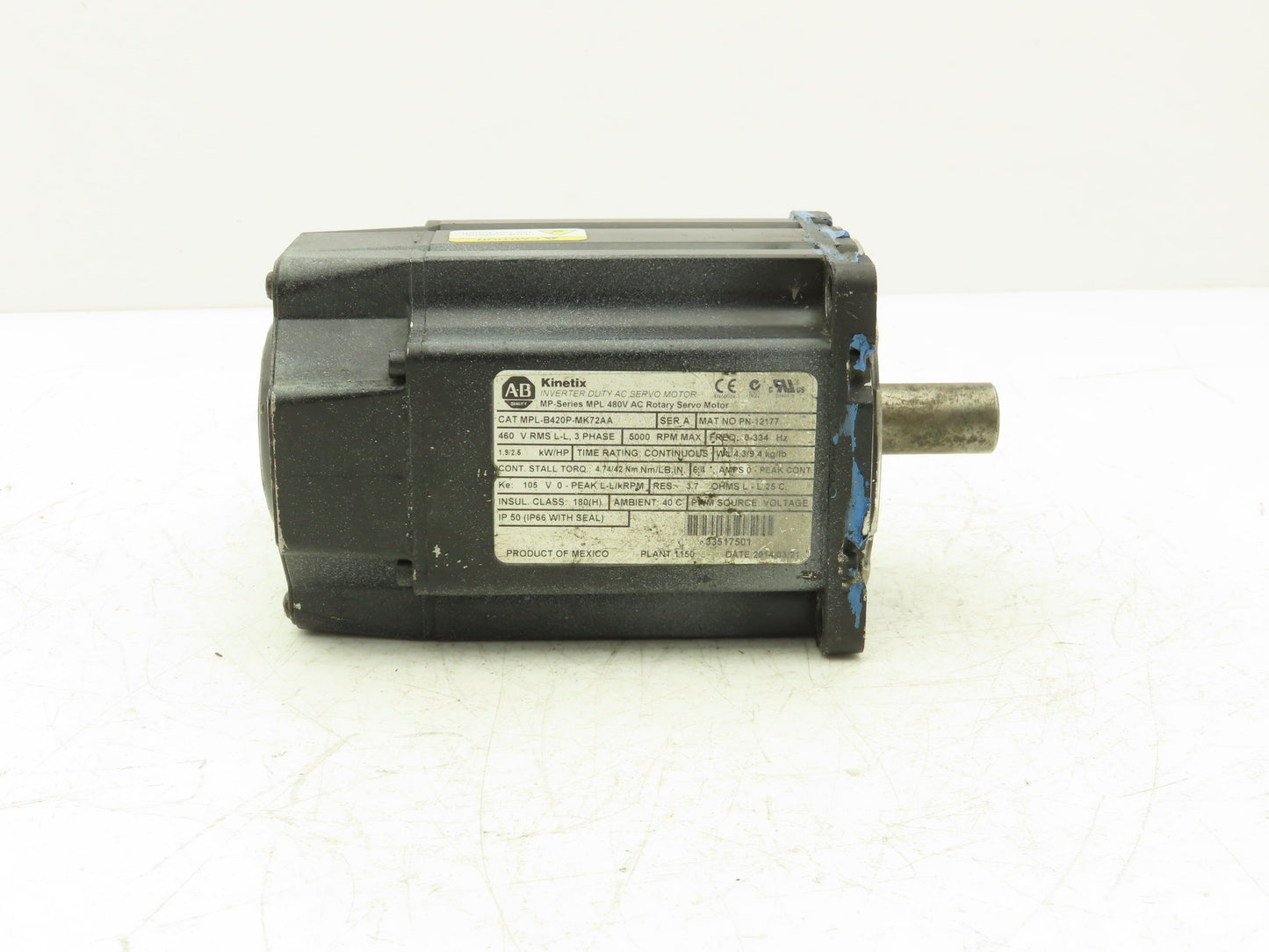 Allen Bradley MPL-B420P-MK72AA Kinetix AC Servo Motor 2.6Hp 5000 RPM 460V 3PH
