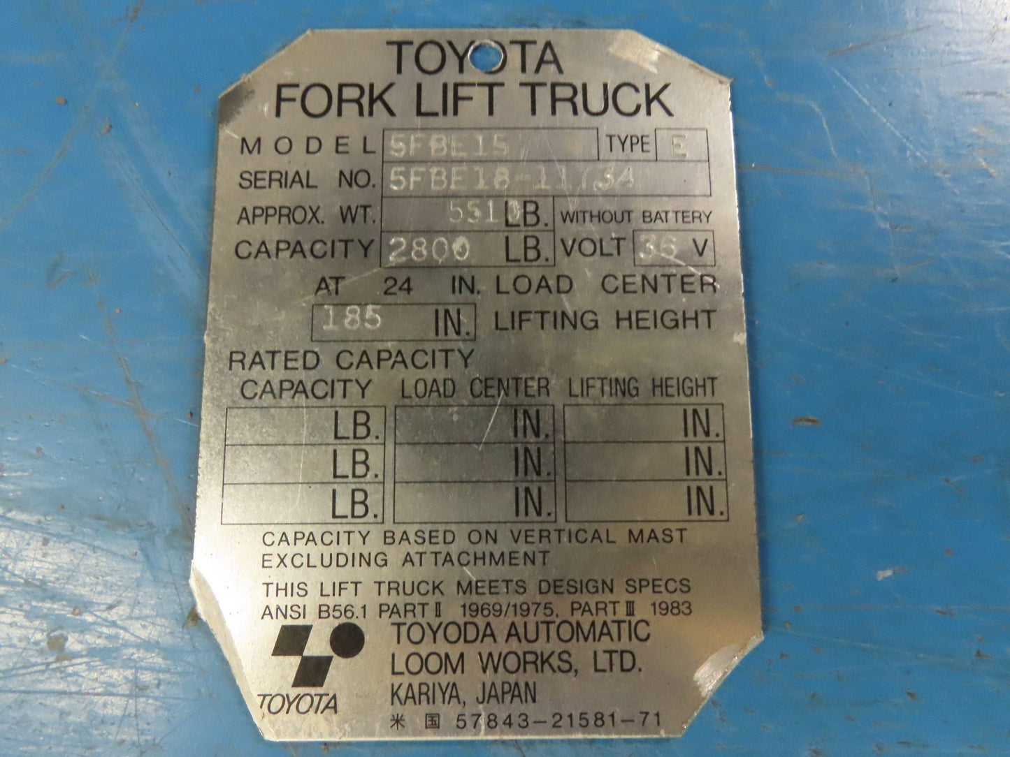 Toyota 5FBE15 Steering Wheel Column Assembly Controls Button Tilt